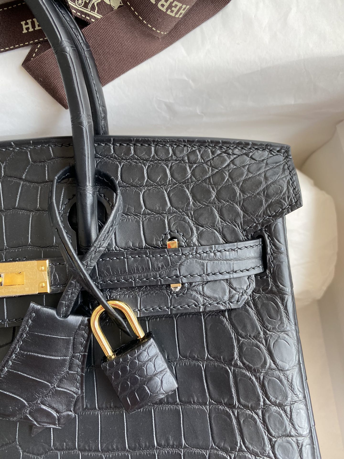 Hermes Birkin 25CM Handmade Bag In Black Crocodile Niloticus Matte Skin